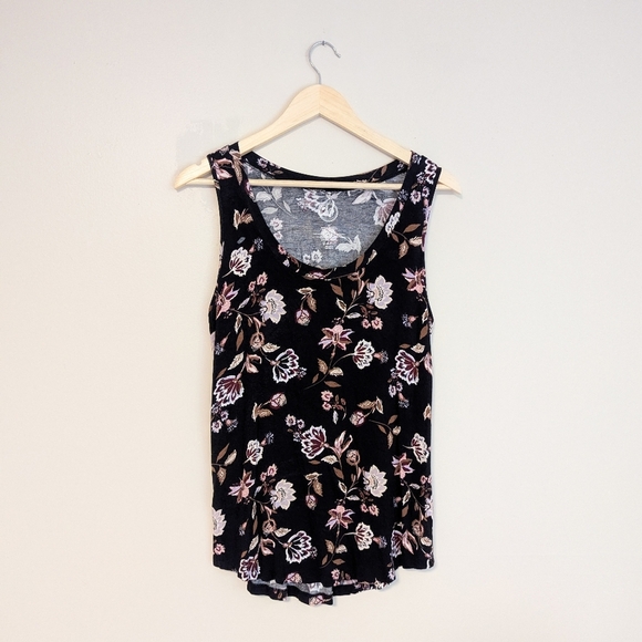 Maurice's 24/7 Black Floral Tank - Picture 1 of 3